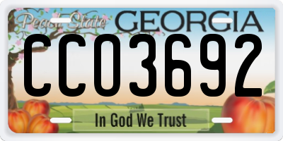 GA license plate CCO3692