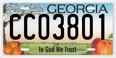 GA license plate CCO3801