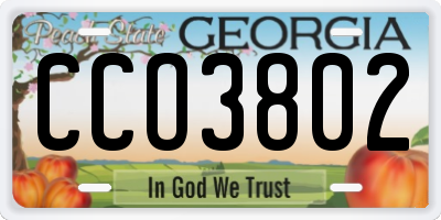 GA license plate CCO3802