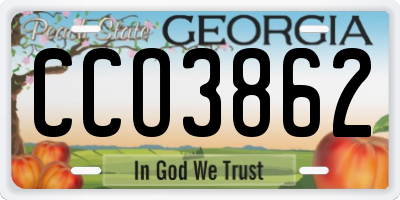 GA license plate CCO3862