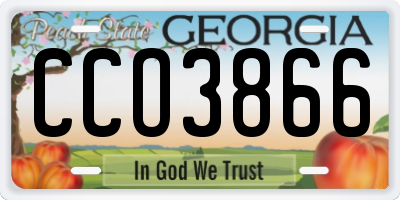 GA license plate CCO3866