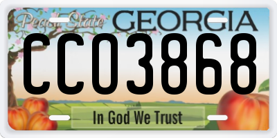 GA license plate CCO3868
