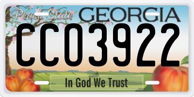 GA license plate CCO3922