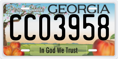 GA license plate CCO3958