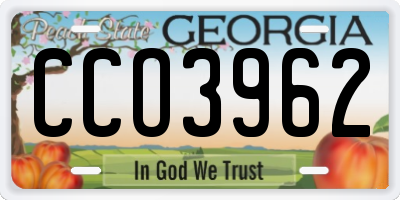 GA license plate CCO3962