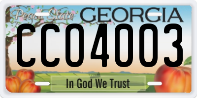 GA license plate CCO4003