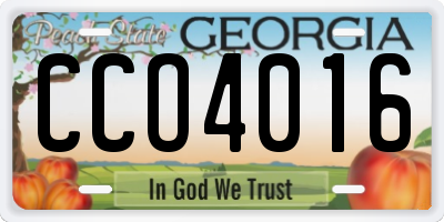 GA license plate CCO4016