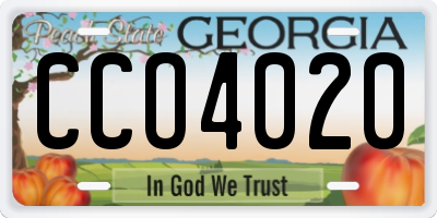 GA license plate CCO4020
