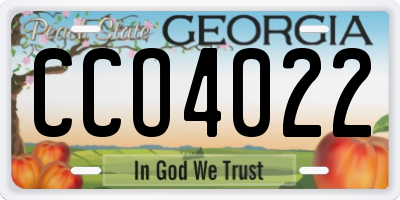 GA license plate CCO4022