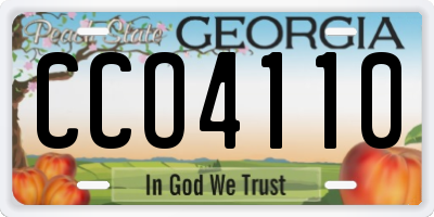 GA license plate CCO4110