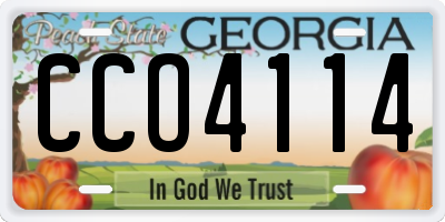 GA license plate CCO4114