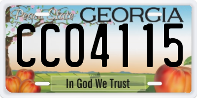GA license plate CCO4115