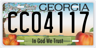 GA license plate CCO4117