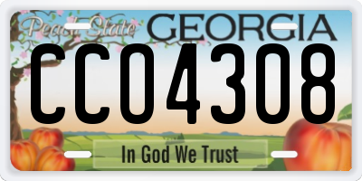 GA license plate CCO4308