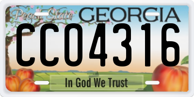 GA license plate CCO4316