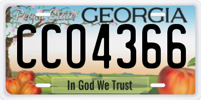 GA license plate CCO4366
