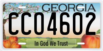 GA license plate CCO4602