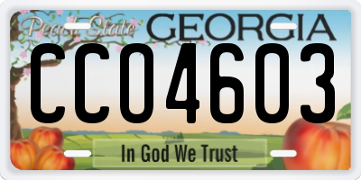 GA license plate CCO4603
