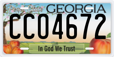 GA license plate CCO4672