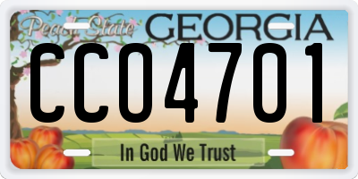 GA license plate CCO4701