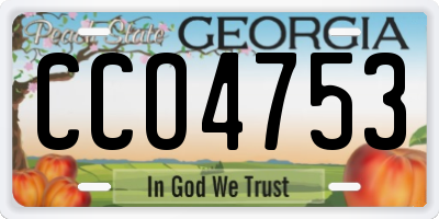 GA license plate CCO4753