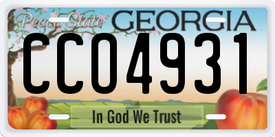 GA license plate CCO4931
