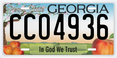 GA license plate CCO4936