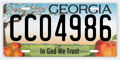 GA license plate CCO4986
