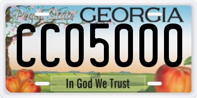 GA license plate CCO5000