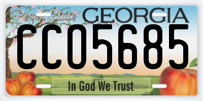 GA license plate CCO5685