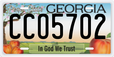 GA license plate CCO5702