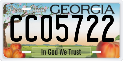 GA license plate CCO5722