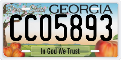 GA license plate CCO5893
