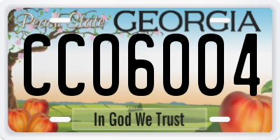 GA license plate CCO6004