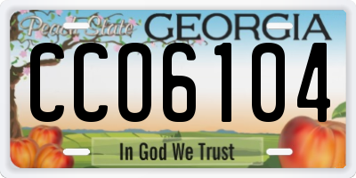 GA license plate CCO6104