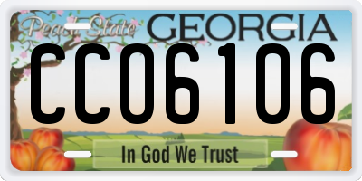 GA license plate CCO6106