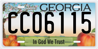 GA license plate CCO6115