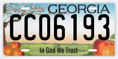 GA license plate CCO6193