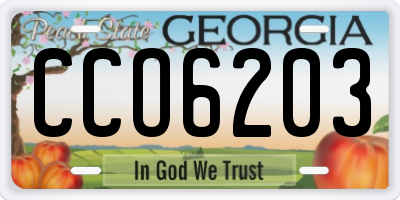 GA license plate CCO6203