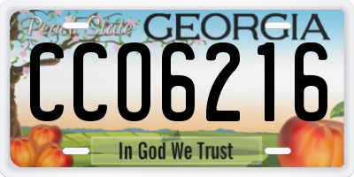 GA license plate CCO6216