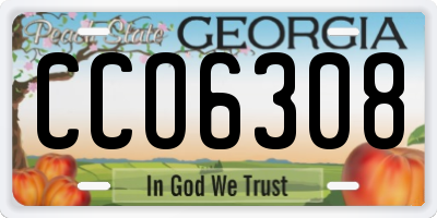 GA license plate CCO6308