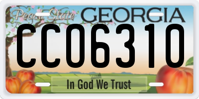 GA license plate CCO6310