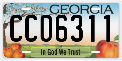 GA license plate CCO6311