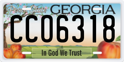 GA license plate CCO6318