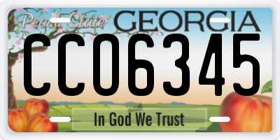 GA license plate CCO6345