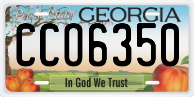 GA license plate CCO6350