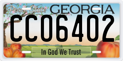 GA license plate CCO6402