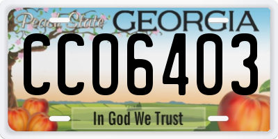 GA license plate CCO6403