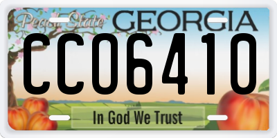 GA license plate CCO6410