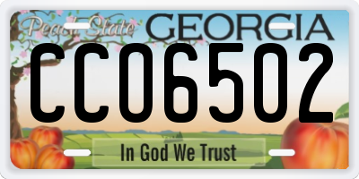 GA license plate CCO6502